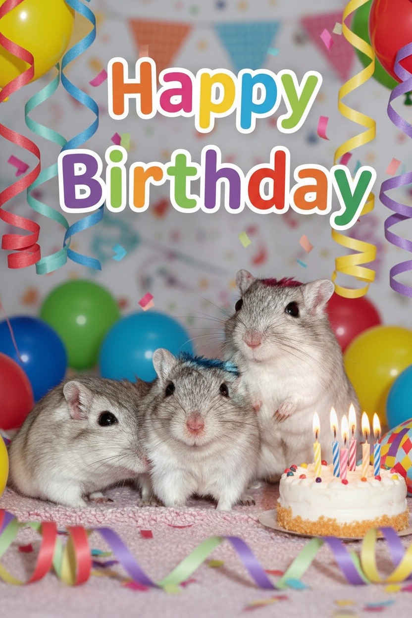 Rennmaus auf druckfertiger Geburtstagskarte